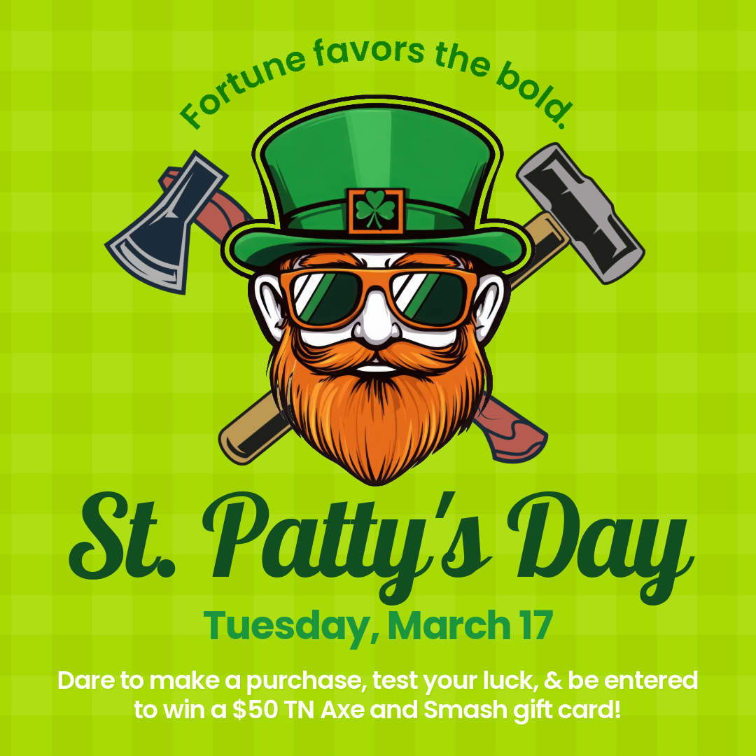 St. Patty's Day: Tuesday, March 17. Make a purchase and be entered to win a $50 TNAS gift card.