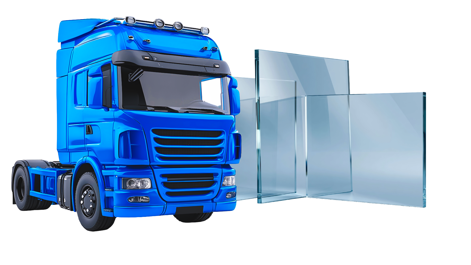 Semi-truck and sheet glass