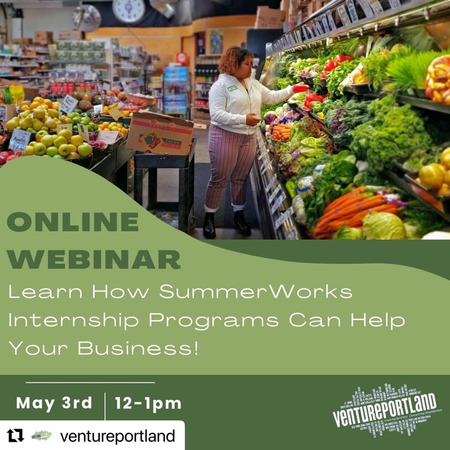 #Repost @ventureportland with @use.repost
・・・
Join us for this FREE webinar! 

Are you interested in hiring an intern to gain some valuable work experience at your business this summer? Worksystems' SummerWorks program provides paid work experiences 