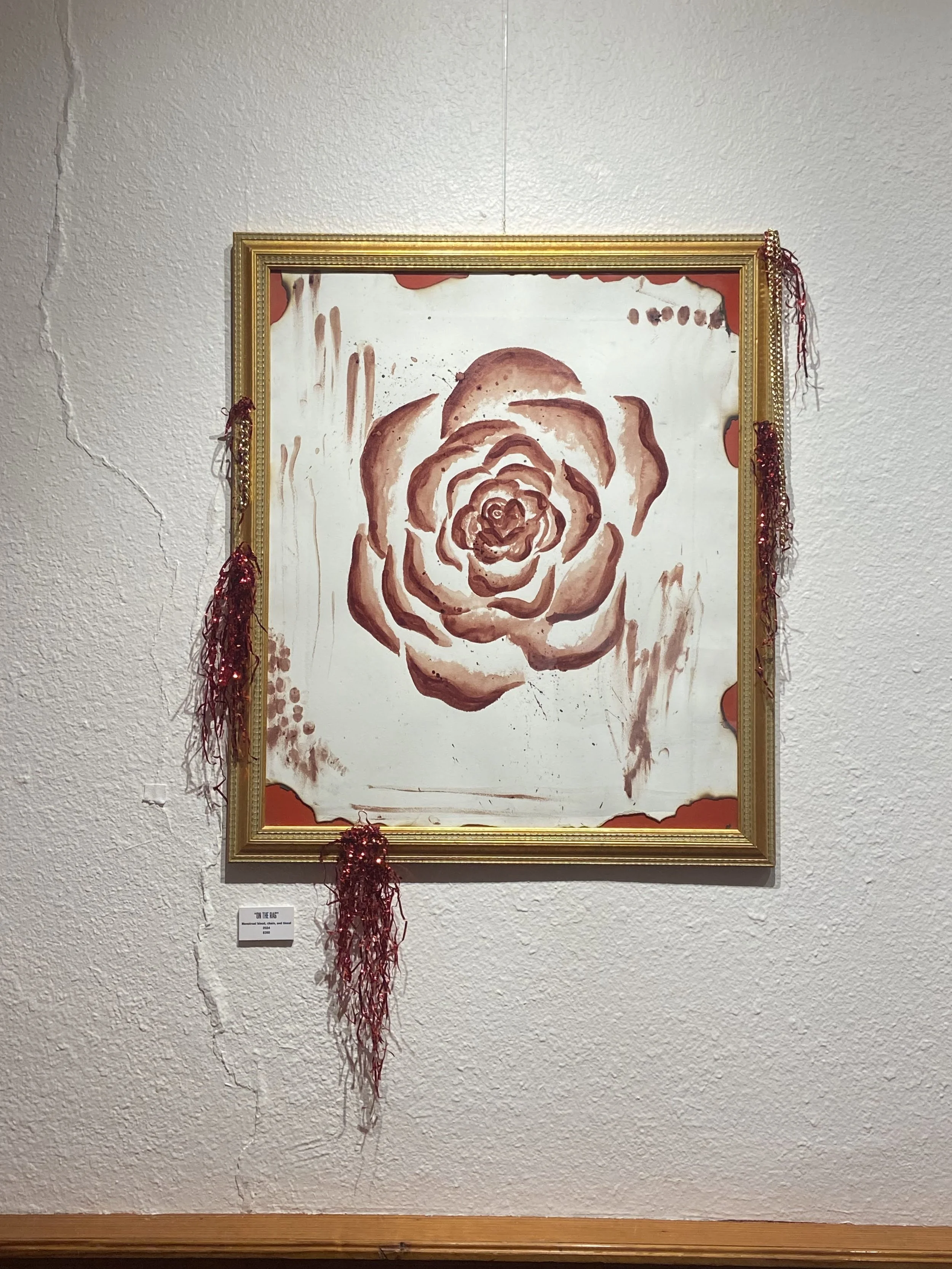 On The Rag, Period blood on paper, 30x24, 2024, $350.jpg