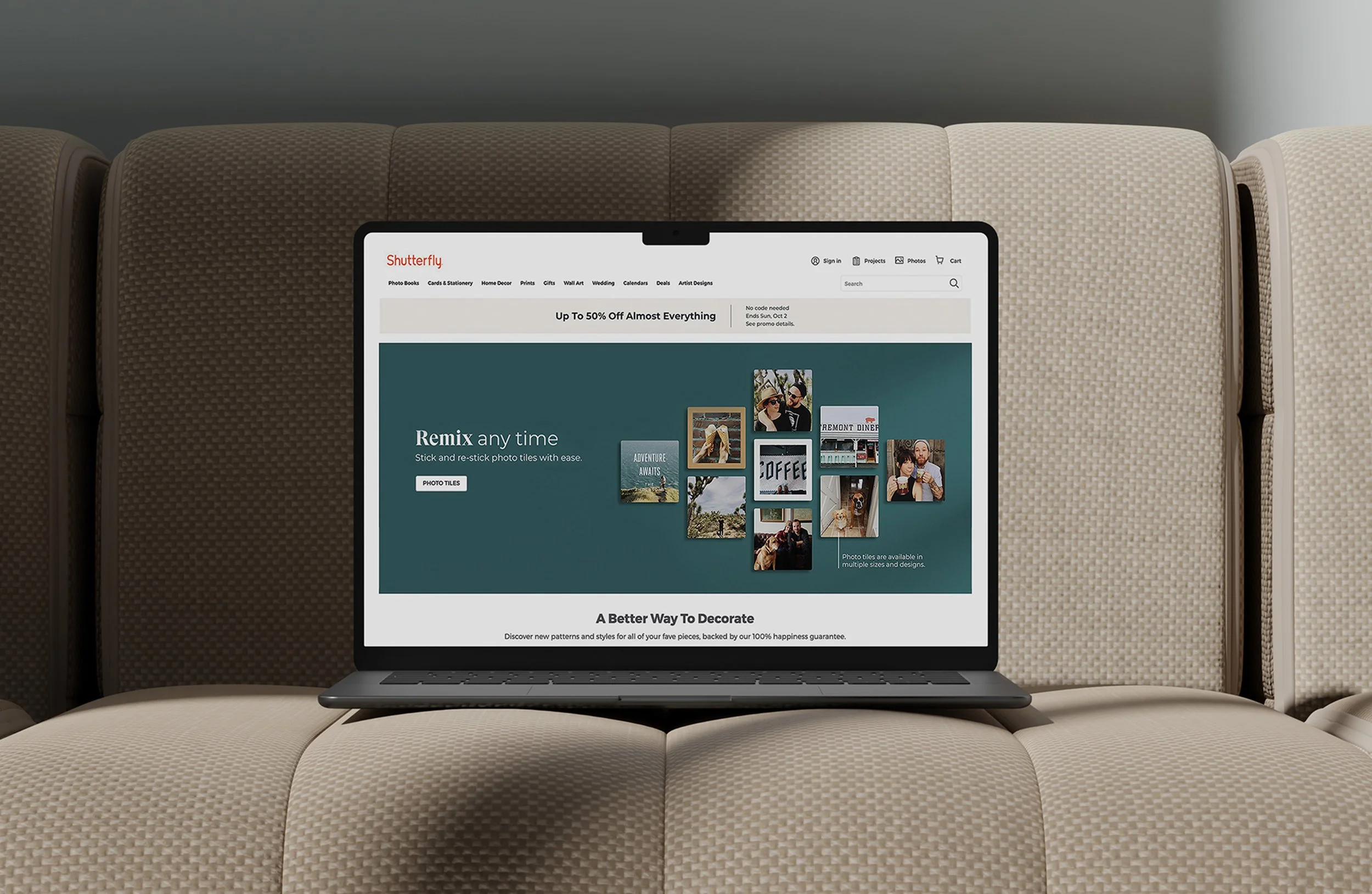 landing page homepage design for leading personalization and gifting company rent-friendly tiles and wall art