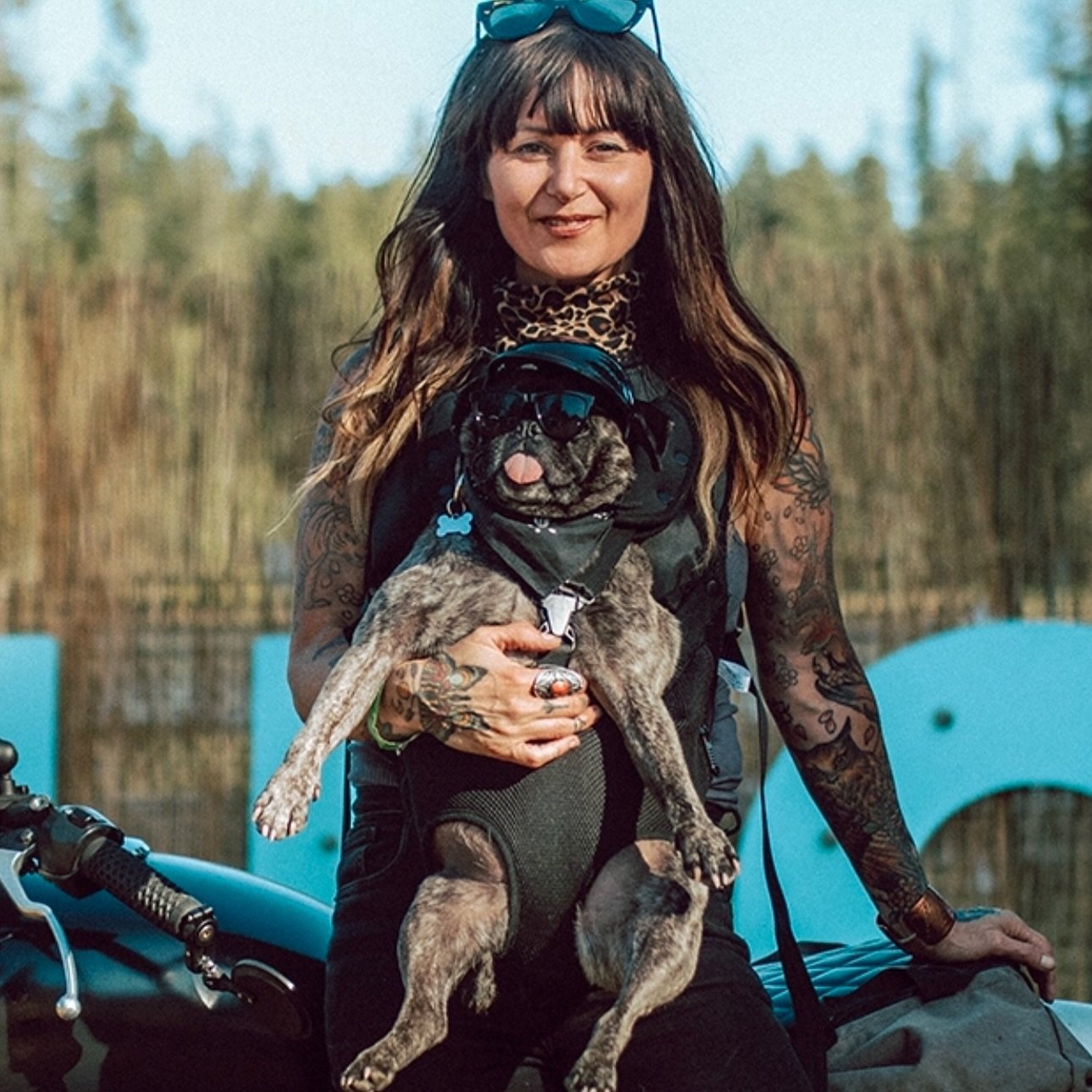 ✨Hey it&rsquo;s me!✨
And my sidekick Ezme, of course. Thought I&rsquo;d post this today for comedic relief -and to reintroduce myself to anyone new here. 
I&rsquo;m Dawndra, dog and cat mom. Motorcycle lover. Adventure seeker. Earth worshipper. Plant