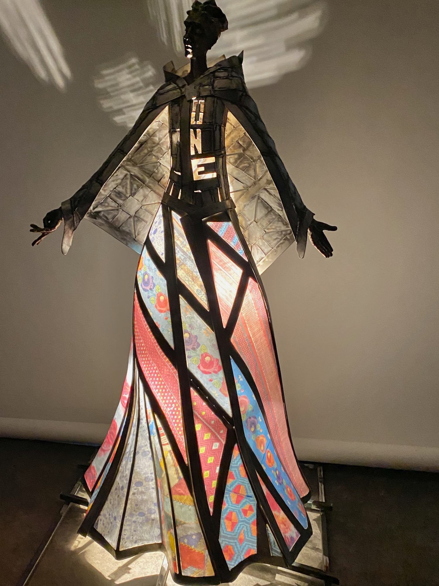 Out of Many... sculpture commission for Willmar MN. A public art project that had community donations of fabrics that represented them and their families.