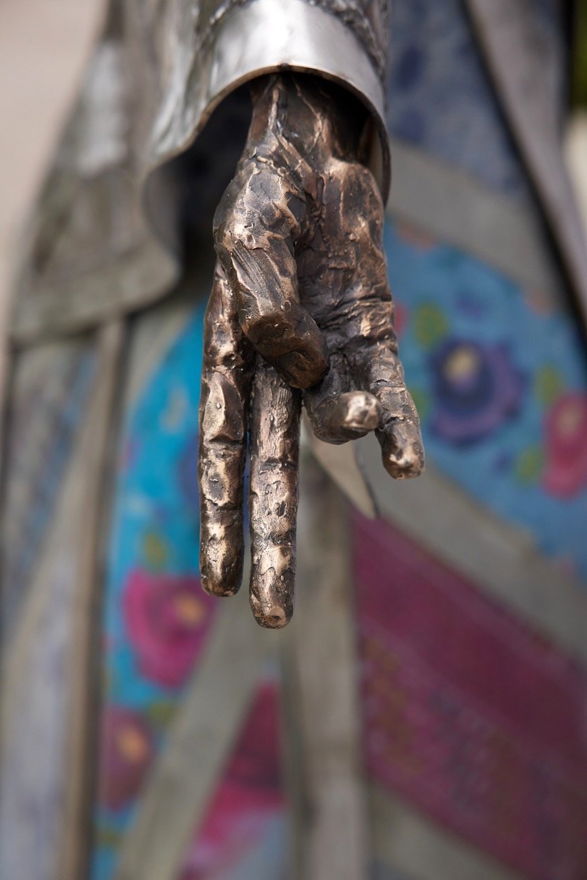 Out of Many... sculpture commission for Willmar MN. A public art project that had community donations of fabrics that represented them and their families.
