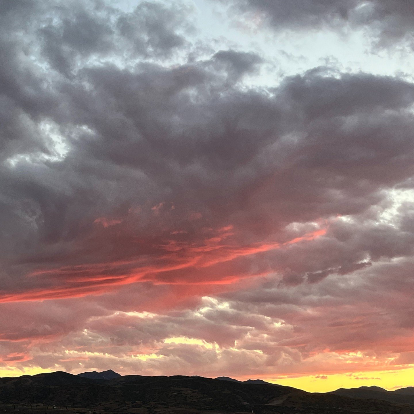 Incredible sunset the other night &ndash;&nbsp;the beautiful exhale of the day. 

The red light on the clouds felt symbolic of Christ. Not only of his sacrifice, but of his prophesied return in red.

Isaiah 63
1 Who is this that cometh from Edom, wit