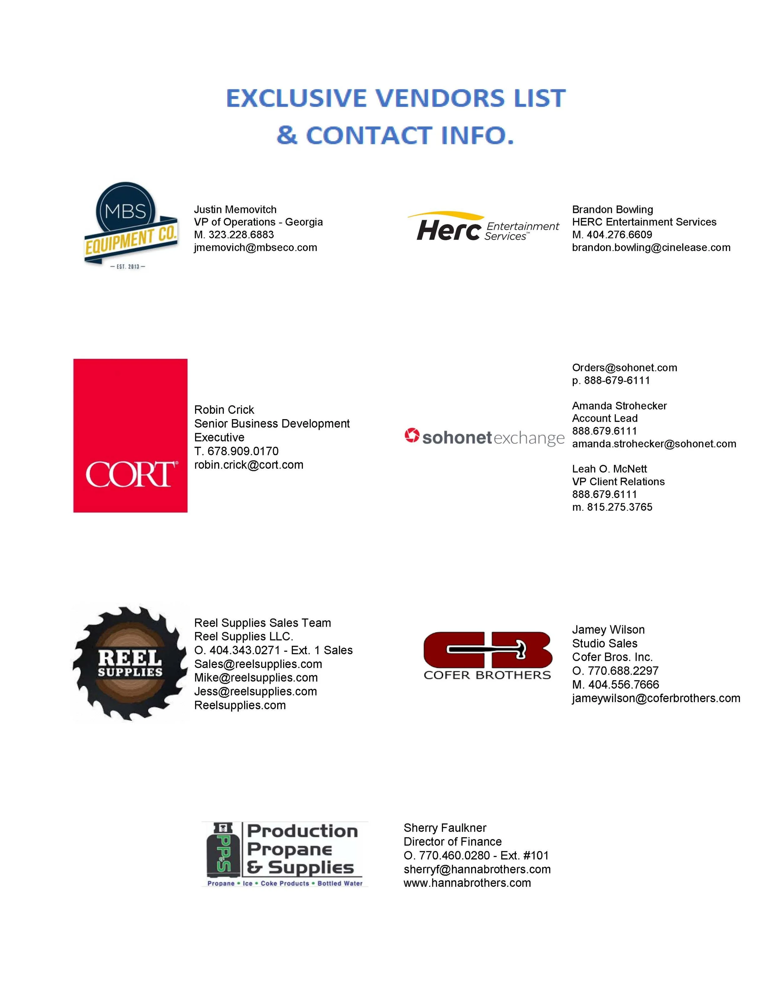 Vendors — BlueStar Studios