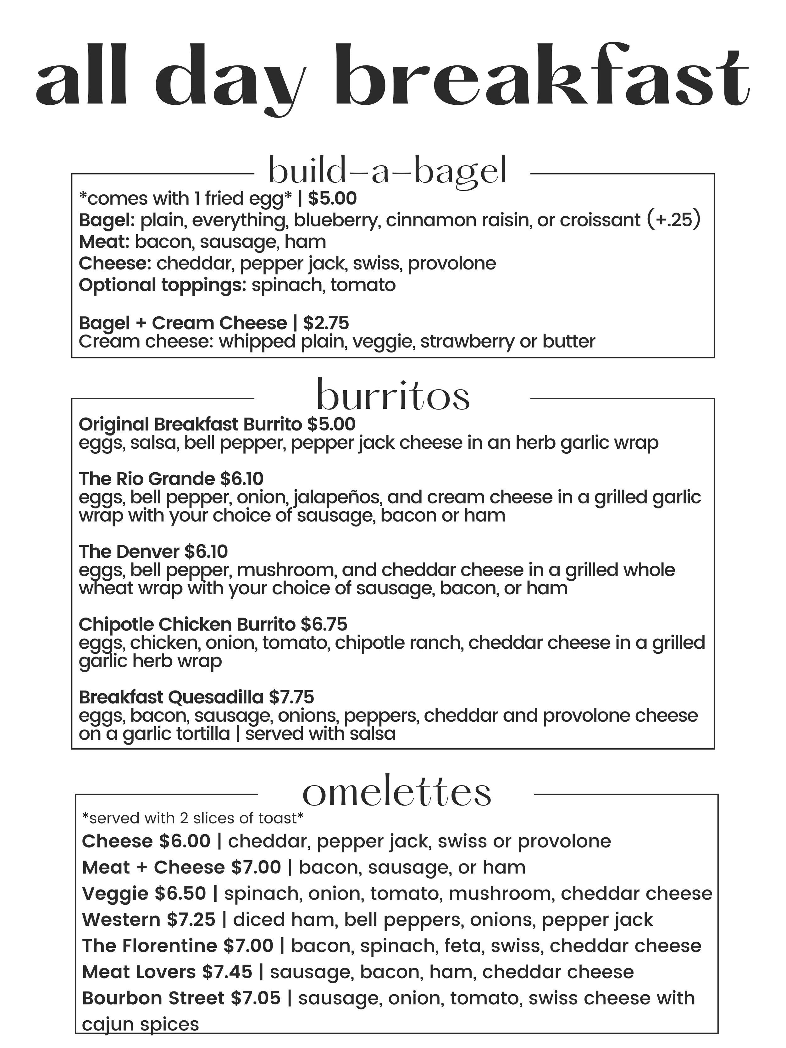 Menu — The Hub Coffee House + Cafe