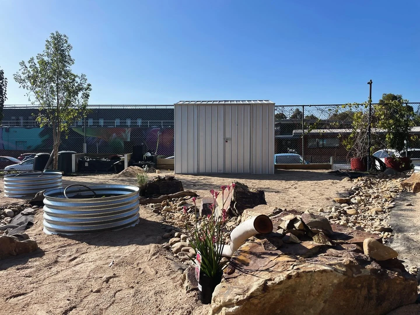 Shed&rsquo;s up and creek had it&rsquo;s first test run. Looking forward to planting next week.