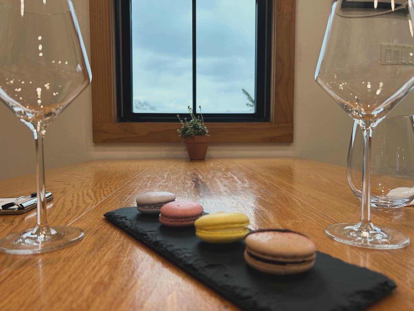 One of our favorite parts of being a small business is the opportunity to collaborate with other small businesses. Each February we partner with Dani and Coleman at @ps_macarons to create delicious wine and macaron pairings for our guests to enjoy he