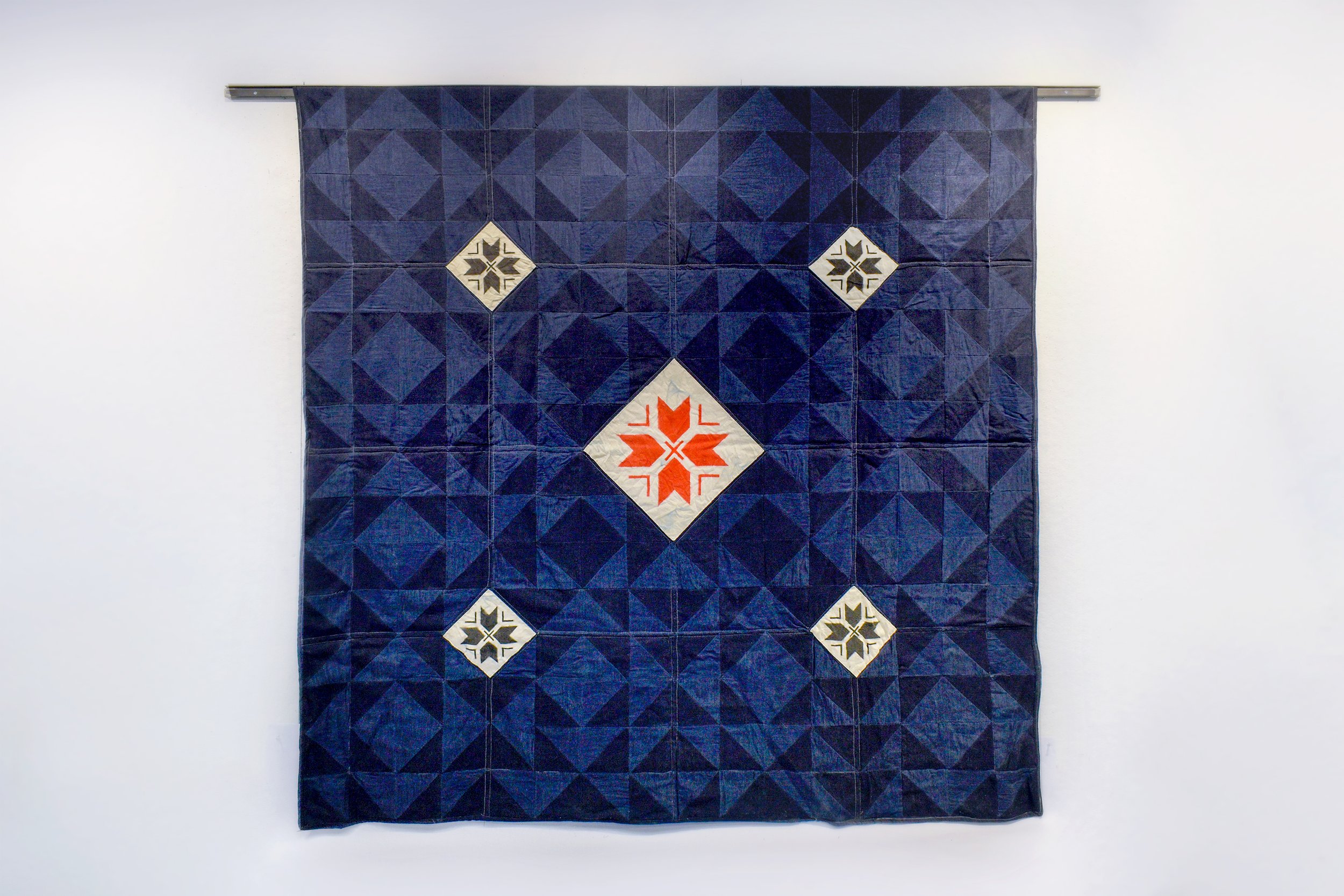 Anarchronist Quilt. Cotton, Wool, Canvas, Spraypaint. 2019.