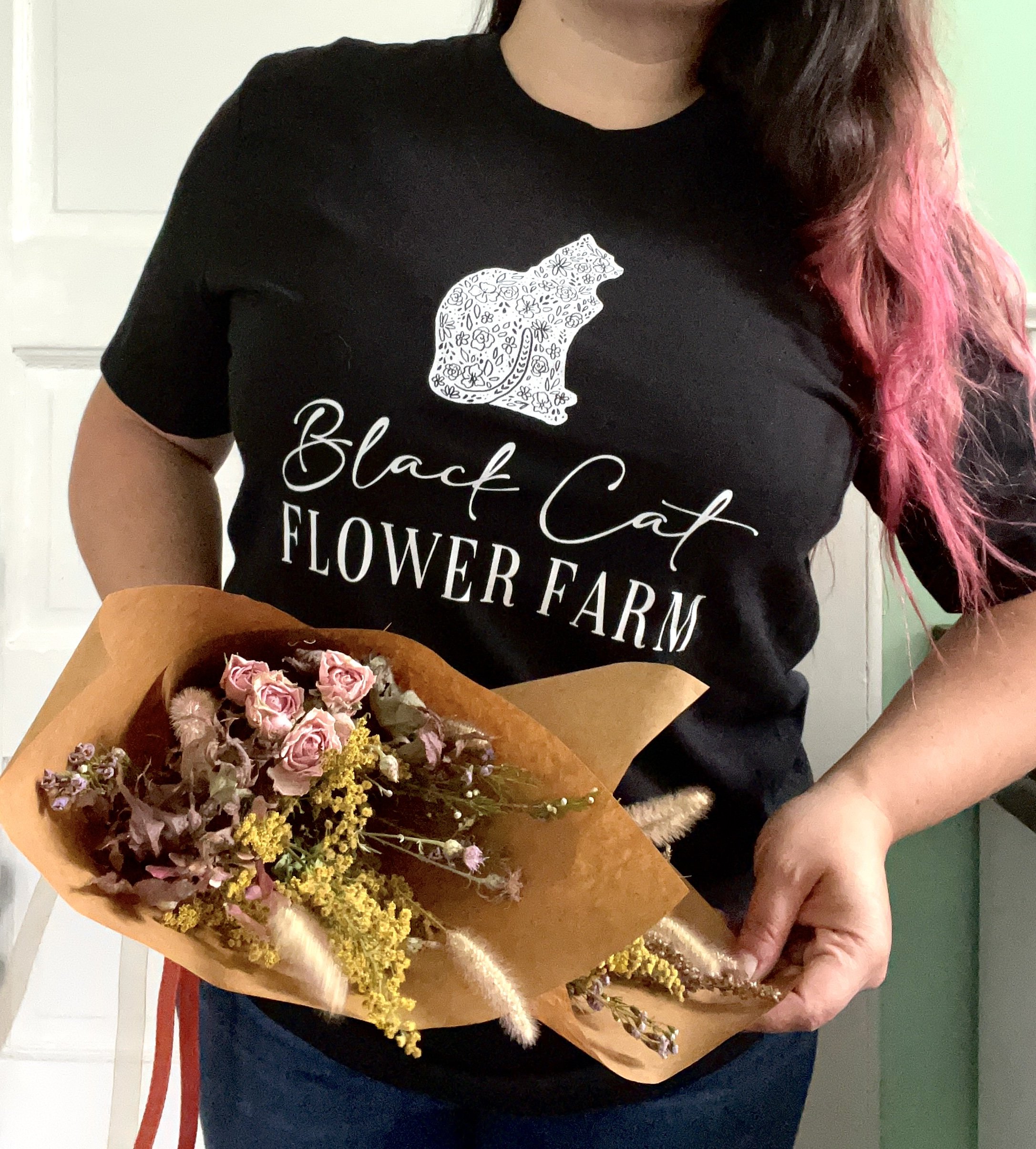 Black Cat Flower Farm Logo Tee