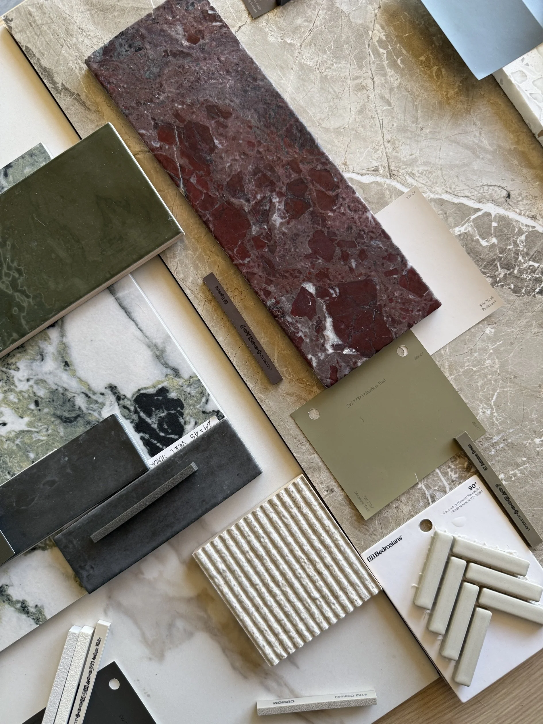 a little sneak peak from an upcoming project&hellip; our client is a ceramicist and she&rsquo;s hand-making the tiles for their powder room vanity wall! that&rsquo;s definitely a first for us 🤭