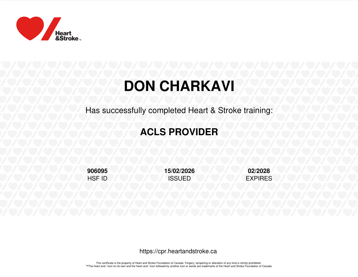 Dr Don Charkavi - Heart & Stroke - ACLS Provider Issued 15/2/2026