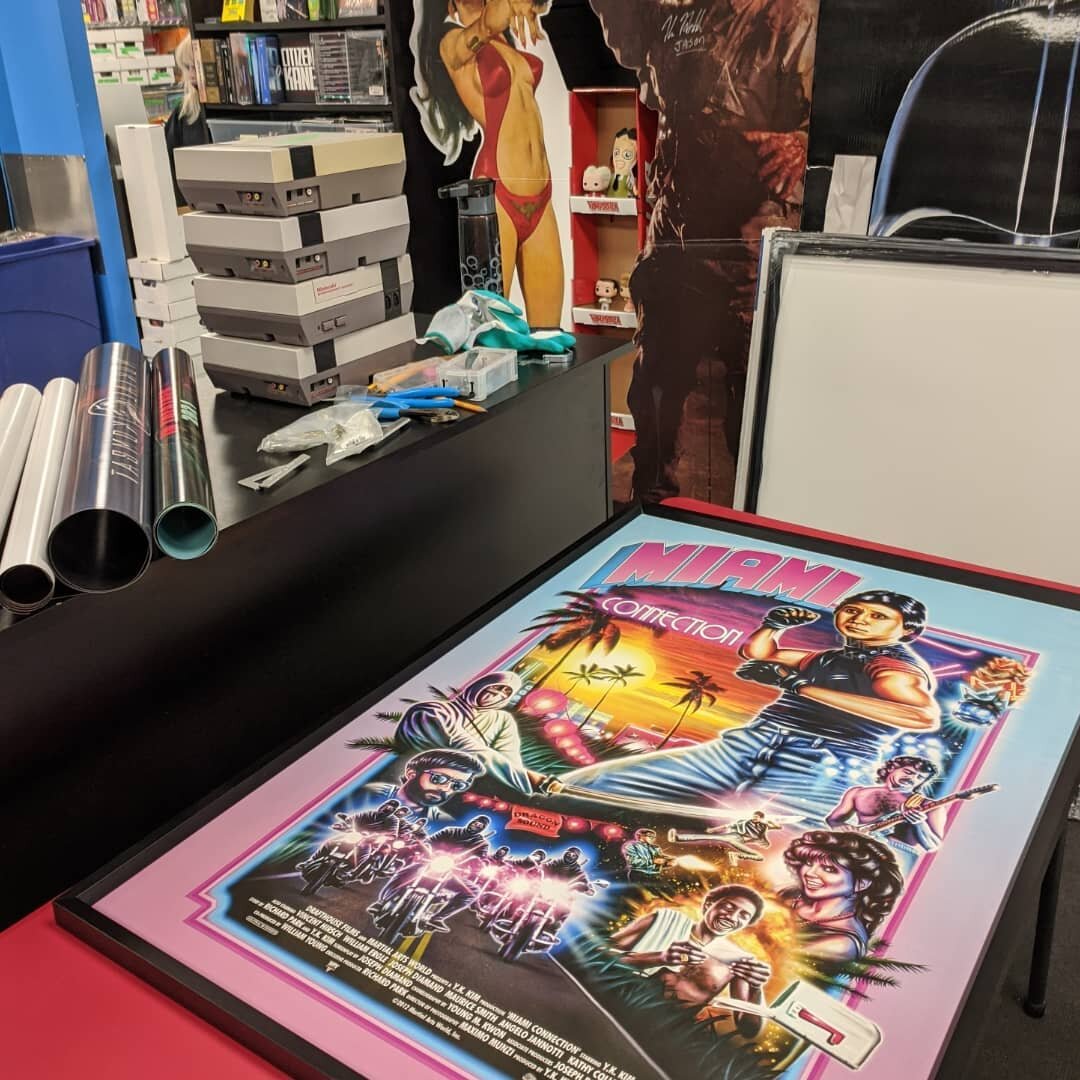 I'm at @vgtcalgary today, putting some movie posters into @nielsenbainbridge metal frames! #pictureframingshop #collectablesandgames #videogametrader #yycsmallbusiness #yycshopping it's pretty quiet today, which makes it a great day to get some holid