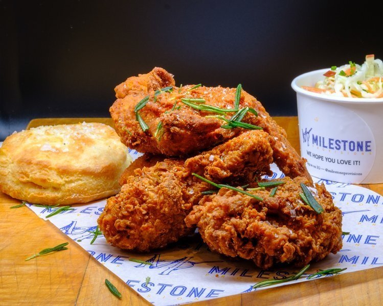 Chef Dave Cruz's fried chicken, biscuits and cole slaw