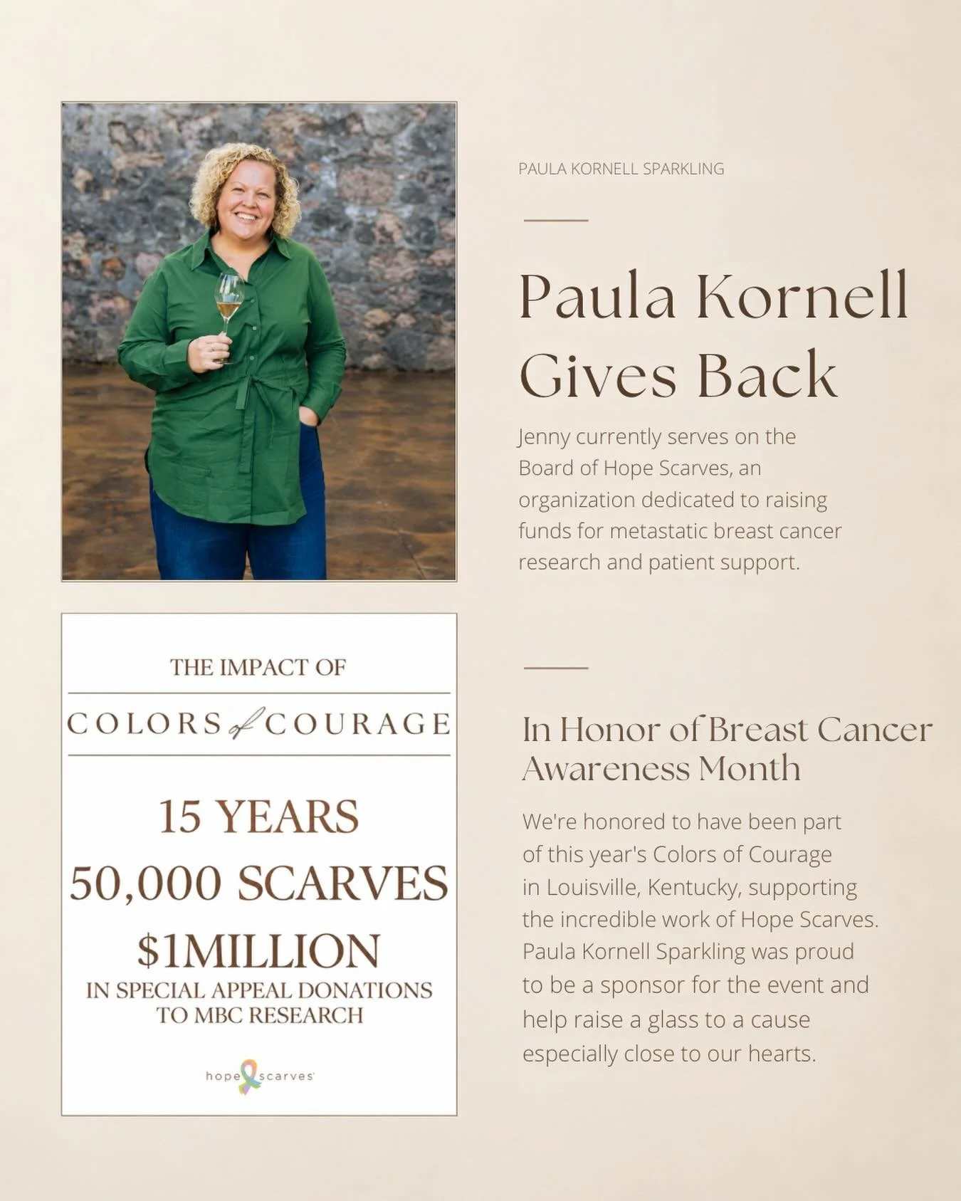 We&rsquo;re honored to have been part of this year&rsquo;s Colors of Courage in Louisville, Kentucky, supporting the incredible work of @hopescarves . 🩷

Paula Kornell Sparkling was proud to be a sponsor for the event and help raise a glass to a cau