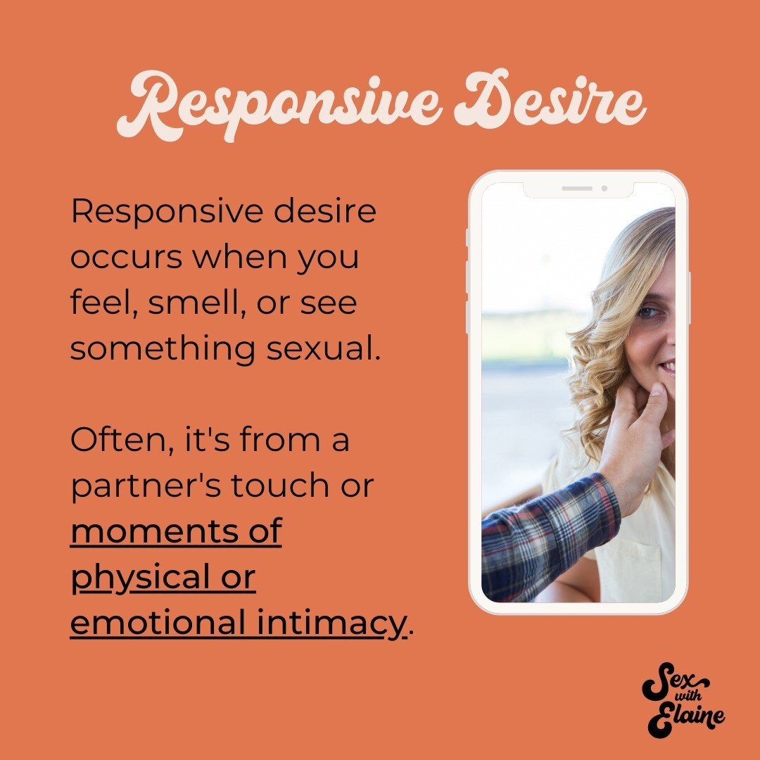 Responsive desire

Responsive desire occurs when you feel, smell, or see something seggsual.

It could be from watching a steamy Netflix scene.

Or perhaps it could be from your partner kissing you and touching you er0tically.

Or you smell something