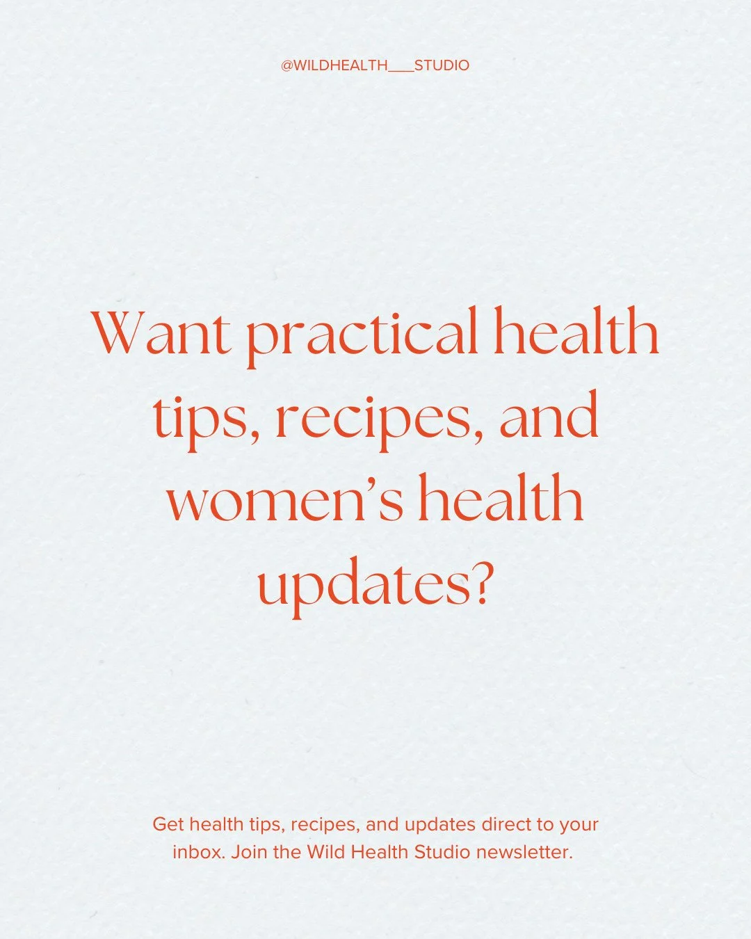 If you want to stay connected with practical health tips, recipes, and women&rsquo;s health updates, join the Wild Health Studio newsletter. ⁠
⁠
It&rsquo;s where I share fresh insights you won&rsquo;t always see on socials and you&rsquo;ll be the fir