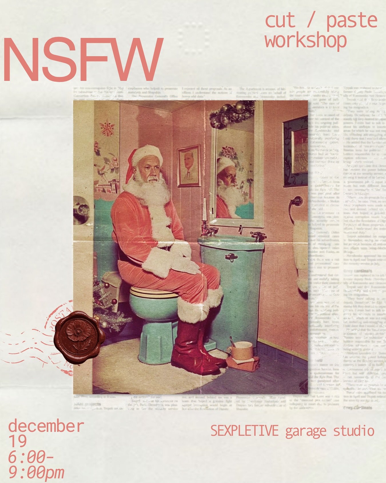 NSFW Cut &amp; Paste ✂️ is back baby! 

Join sex educator Erica and graphic designer Em for a night of collaging with vintage playboy mags and a seemingly endless variety of other images, materials, and stickers! Mulled wine and a cute festive time a