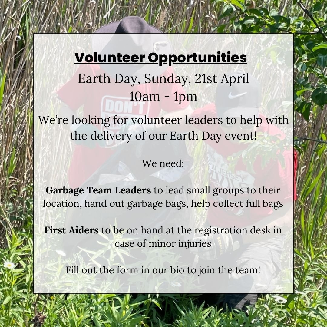 Earth Day is just one week away and we're busy getting everything ready to make this year yet another amazing event!
If you'd like to help out, we're looking for some volunteer leaders to help us make the day a success.
We have positions for Garbage 
