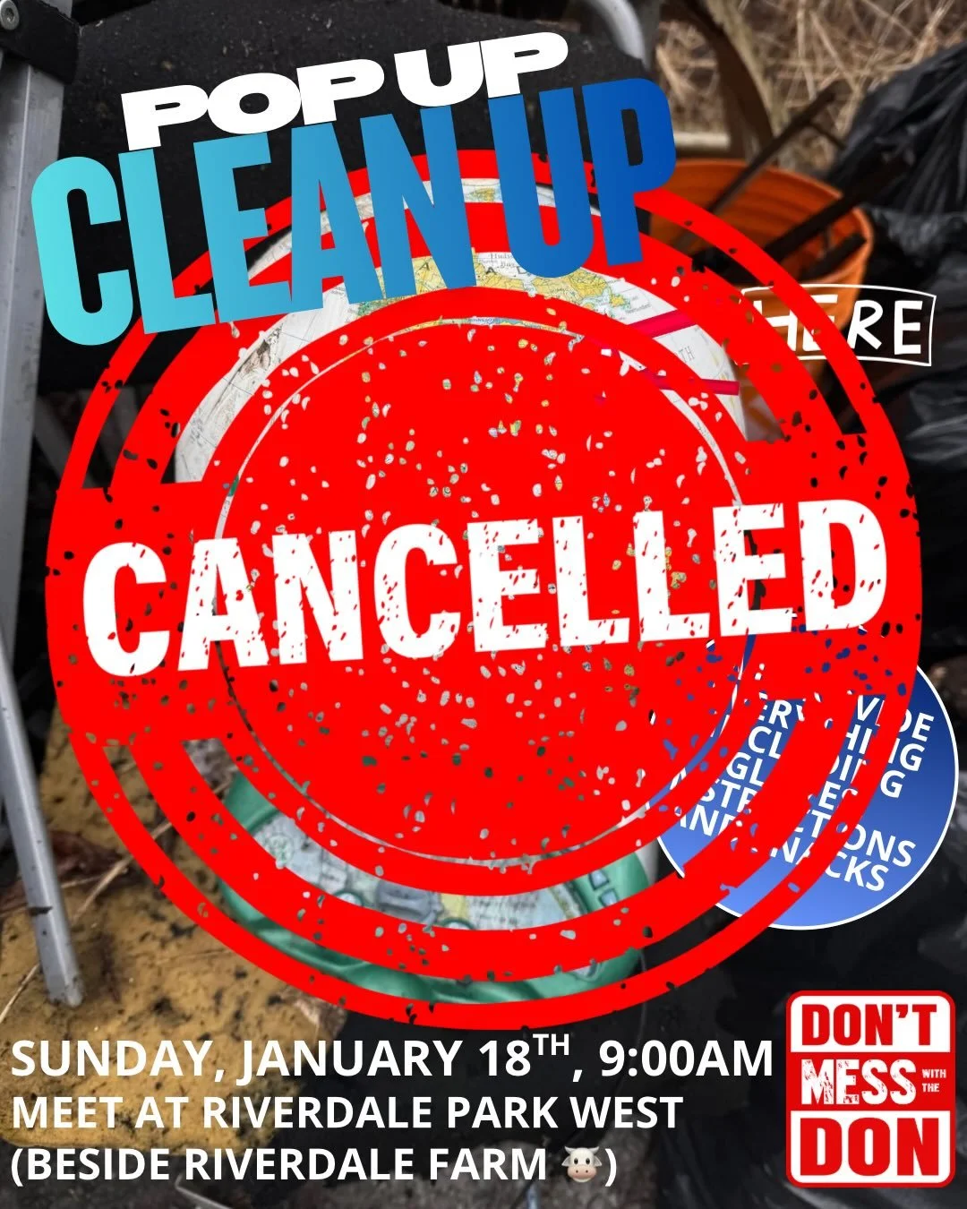 We really wish we could do the clean up tomorrow morning. The amount of trash is quite substantial but the heavier than expect snowfall this week has all that trash hidden under the snow ❄️ 

So the hot chocolate will remain cold and the treats will 