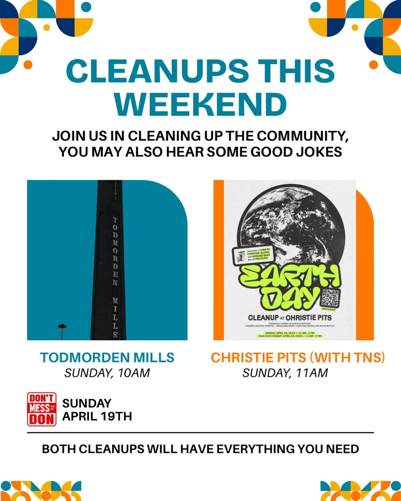 ‼️ DMWTD will be doing TWO (2) cleanups this weekend ‼️

We have our clean up at Todmorden Mills Sunday at 10 am and we are partnering with the fine folks at Toronto Nature Stewards (@torontonaturestewards) for a cleanup at Christie Pits Sunday at 11