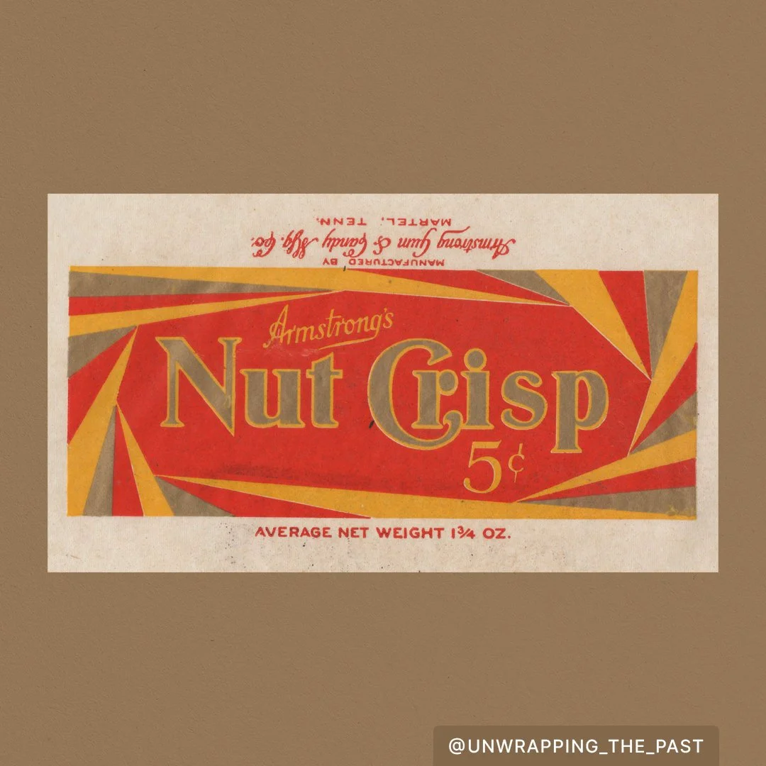 Armstrong's Nut Crisp
. 
.
.
#1930s #1930sdesign #1930scandy #design #designhistory #advertisinghistory #candy #wrappers #candywrappers #vintage
