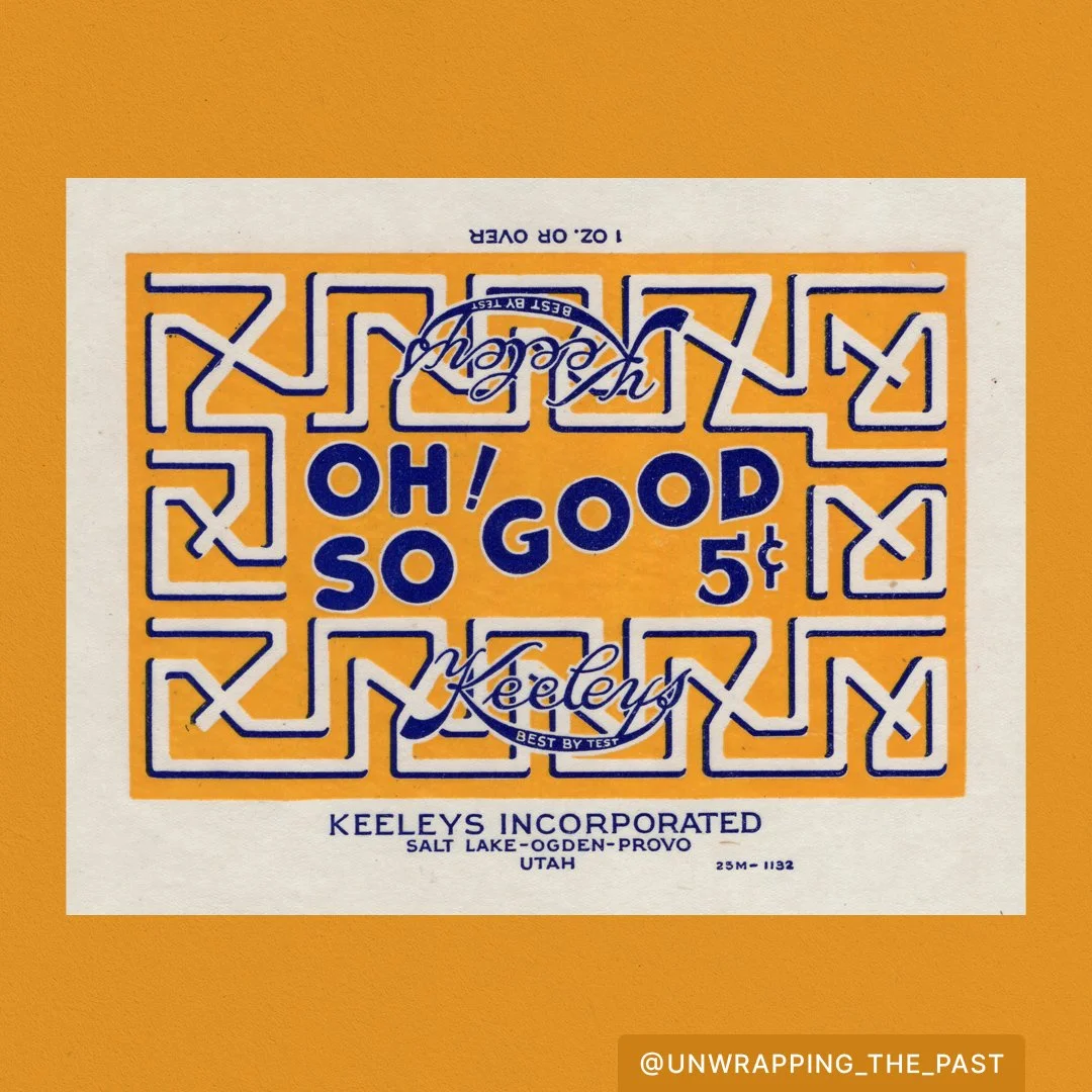 Oh! So Good by Keeyls Incorporated. I like their slogan, "Best By Test."
.
.
.
#1930s #1930sdesign #1930scandy #design #designhistory #advertisinghistory #candy #wrappers #candywrappers #vintage