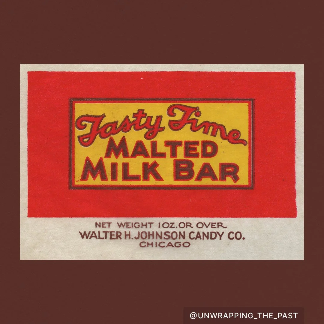 Tasty Time Malted Milk Bar by Walter H. Johnson Candy Co
. 
.
.
#1930s #1930sdesign #1930scandy #design #designhistory #advertisinghistory #candy #wrappers #candywrappers #vintage