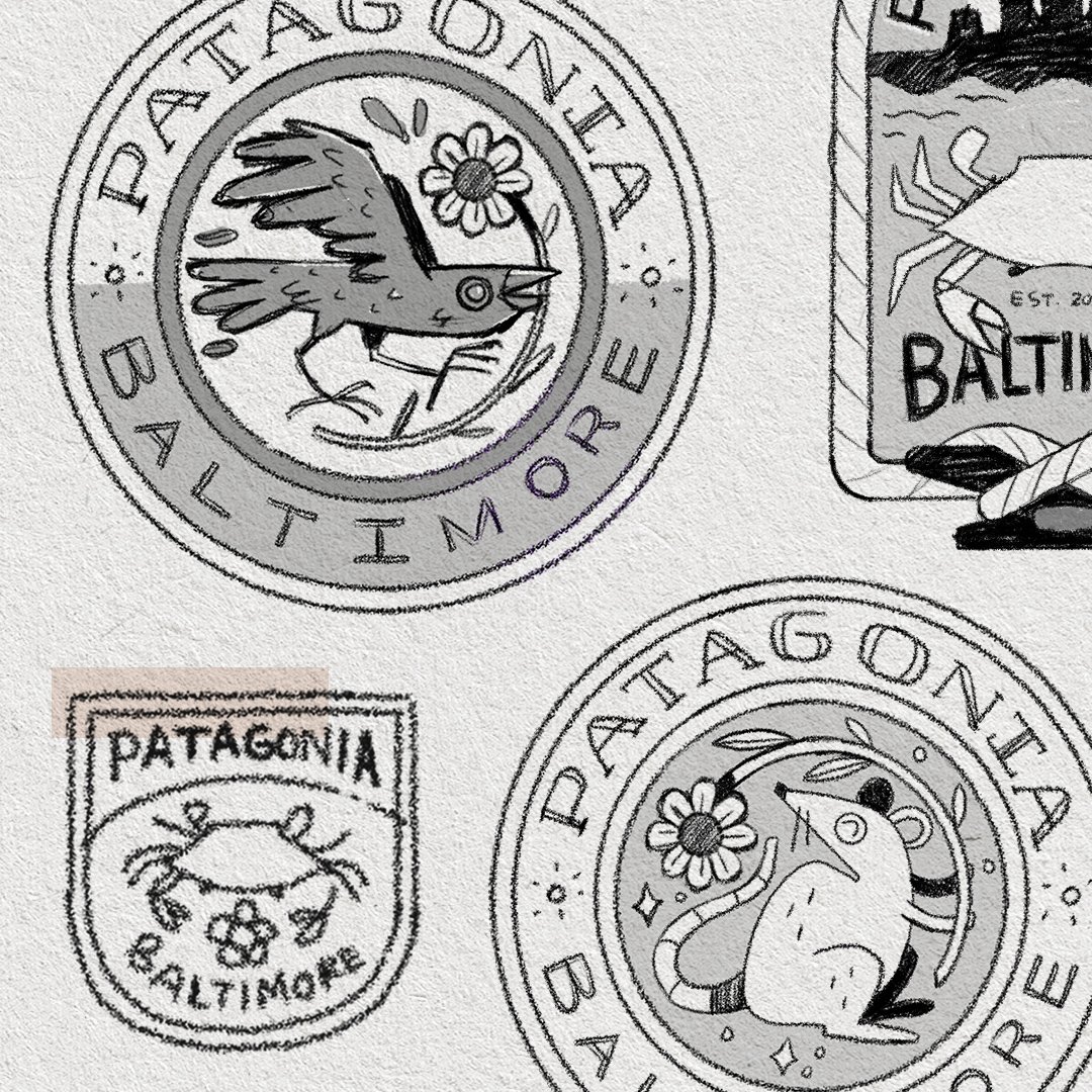 Sketches from Patagonia Baltimore Logo process