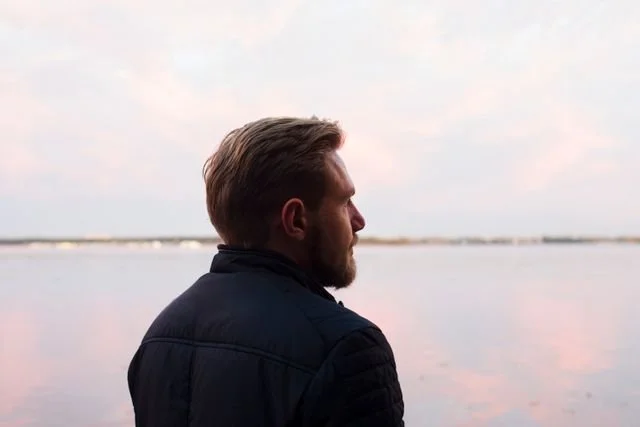 Man alone looking at distance
