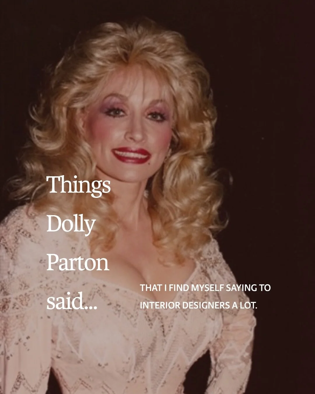 A little Dolly business wisdom for all of us 🎀

She was one of a kind, and somehow managed to build an empire without ever becoming anything other than completely Dolly.

There&rsquo;s something to that.

Ps. That song always makes me cry a little.