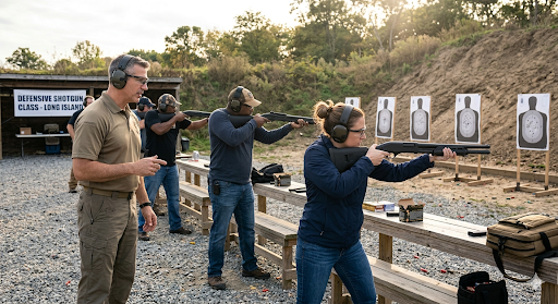 Person shooting at a clay pigeon in a field with a shotgun, wearing a green cap and blue shirt.
