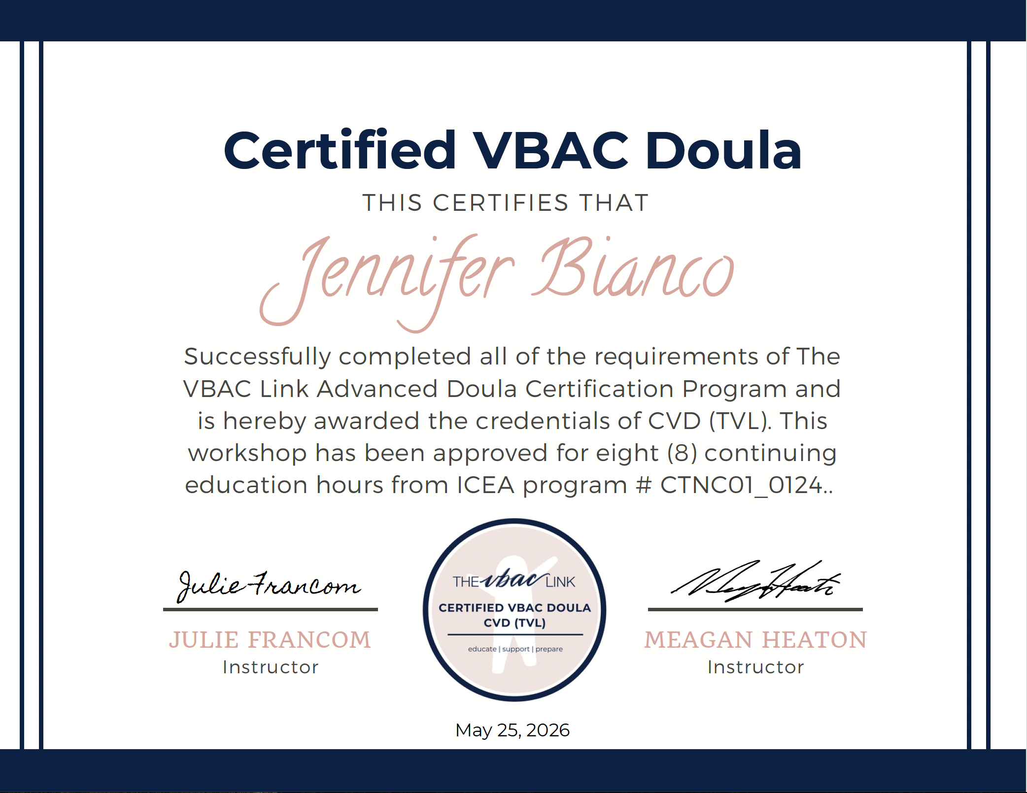 Officially VBAC Certified!!!