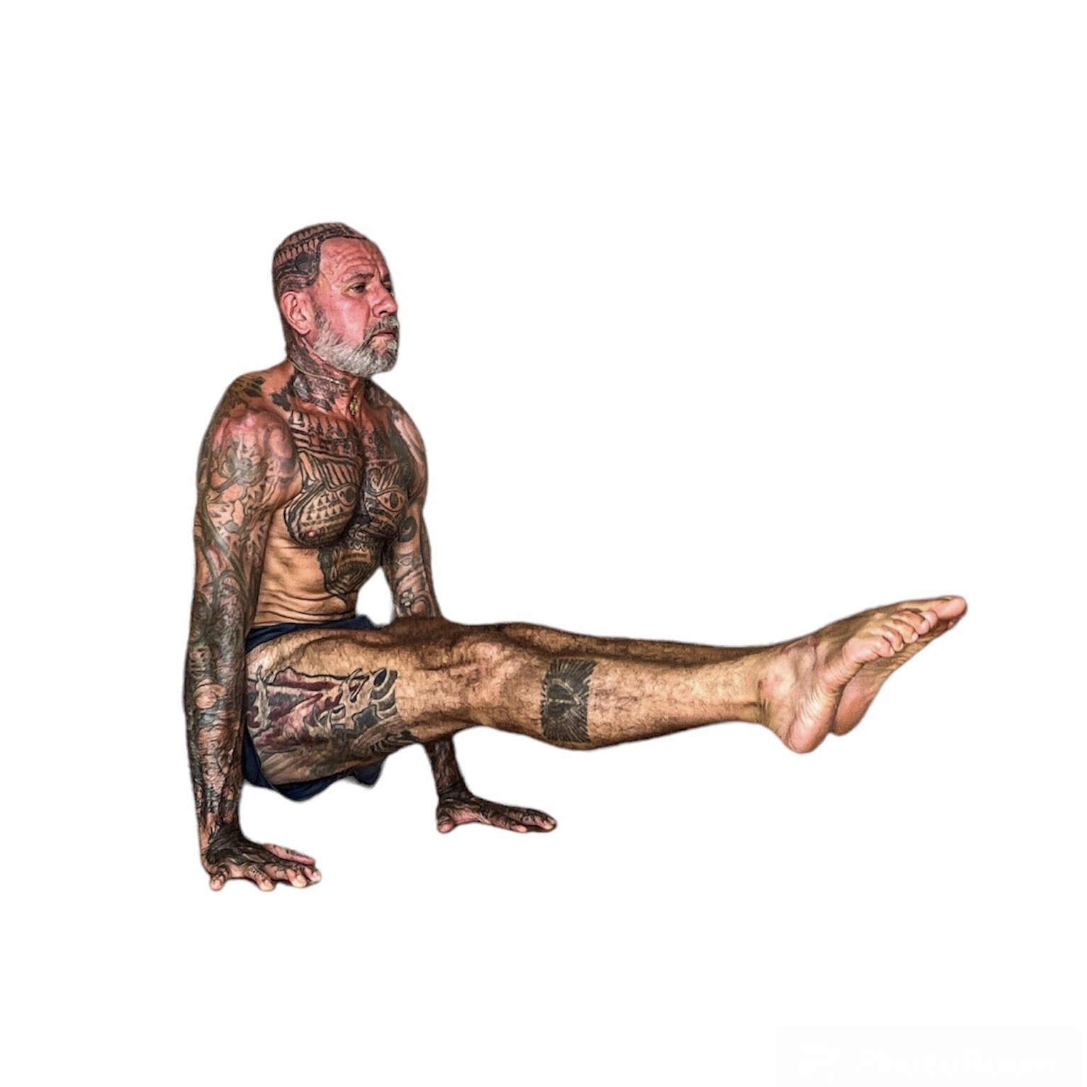 Jason Douglas Schramm of The Yoga Shala Rawai Phuket demonstrating L-sit.