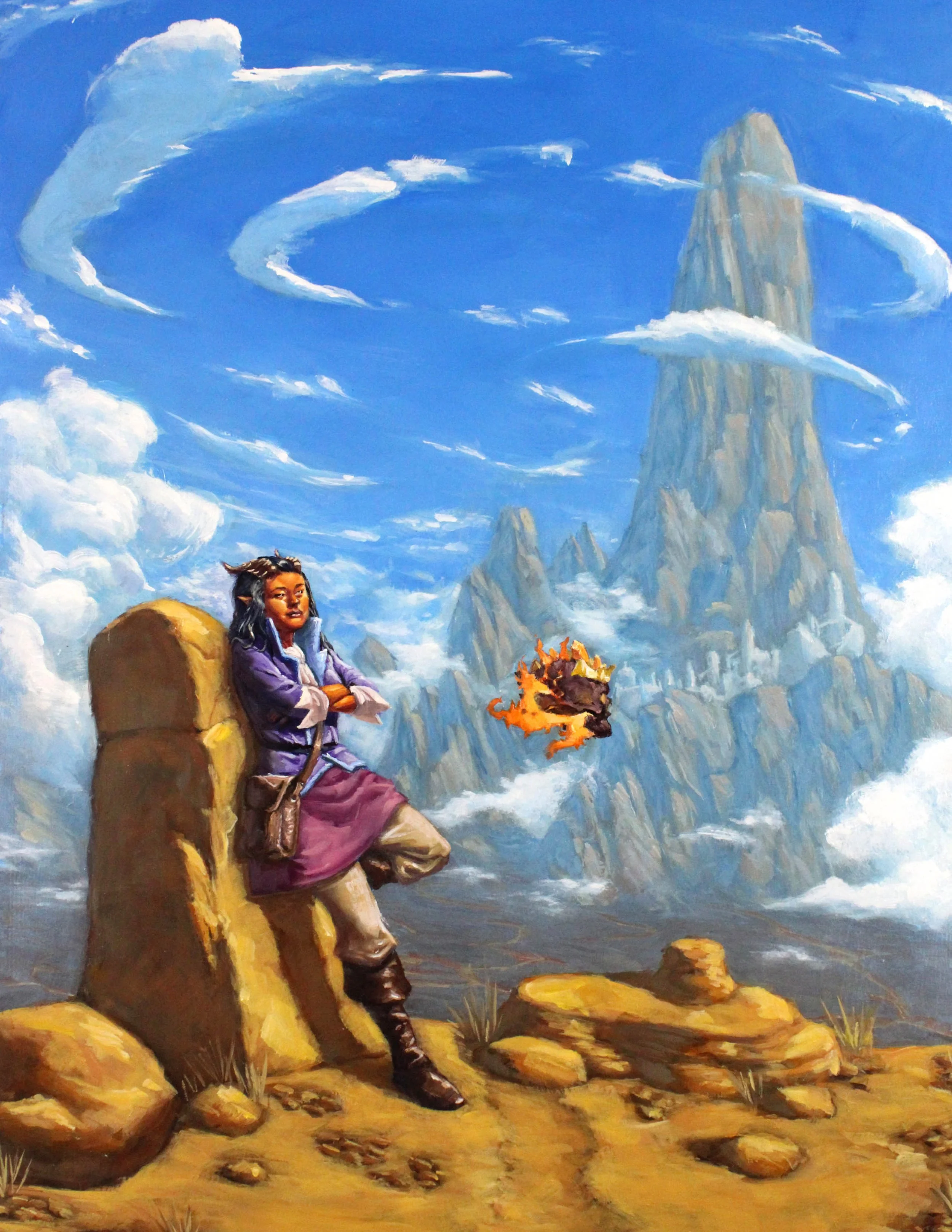 Through the Pyre and Flames - 18x24 Oil on Watercolor Paper