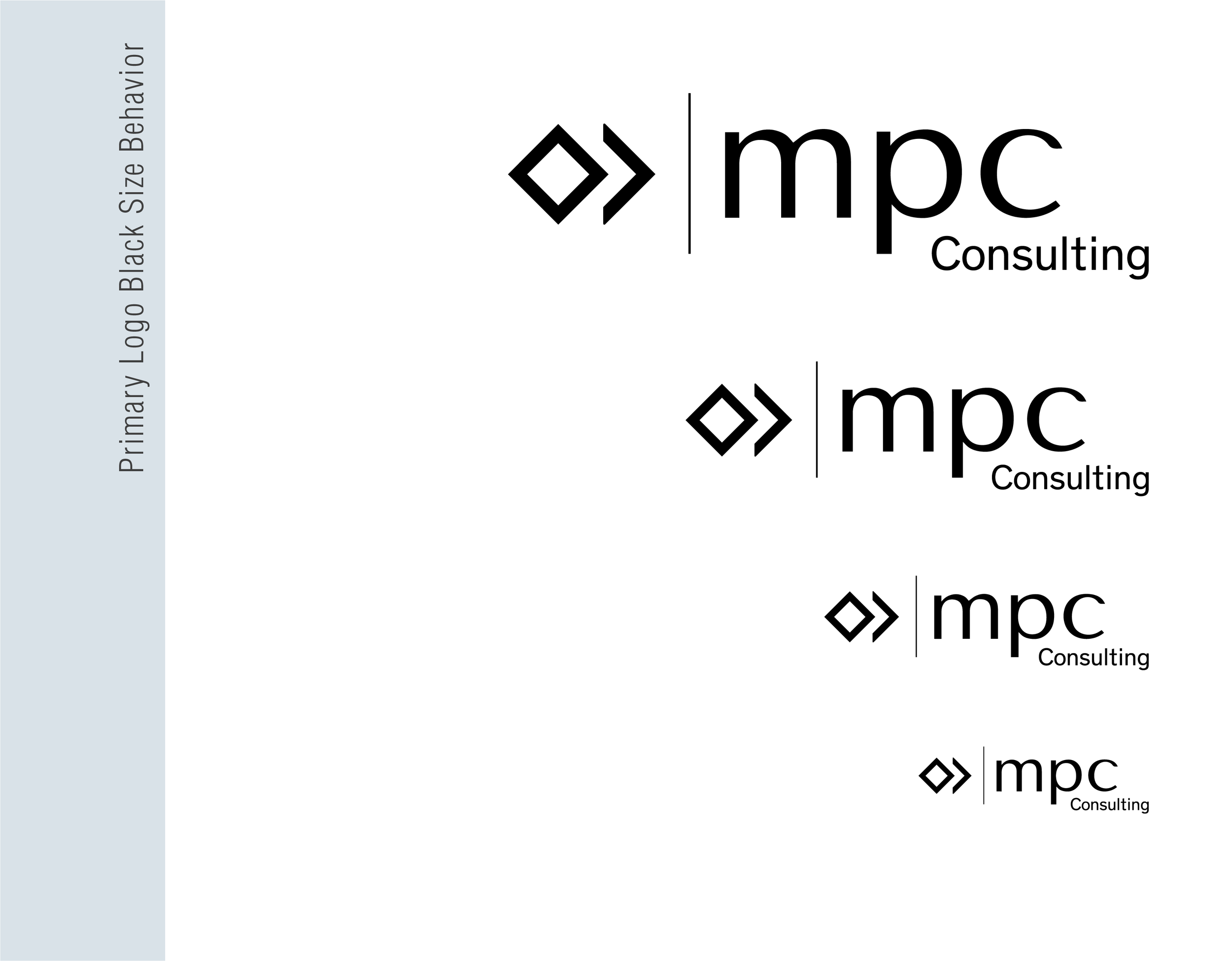 Size Behavior — Black Approved scaling behavior for the primary black logo.