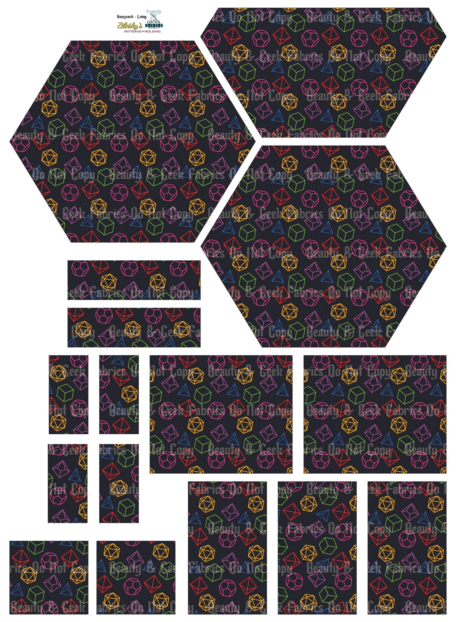 Neon Dice Honeycomb Lining Only - Cut N Sew - Past Print Preorder