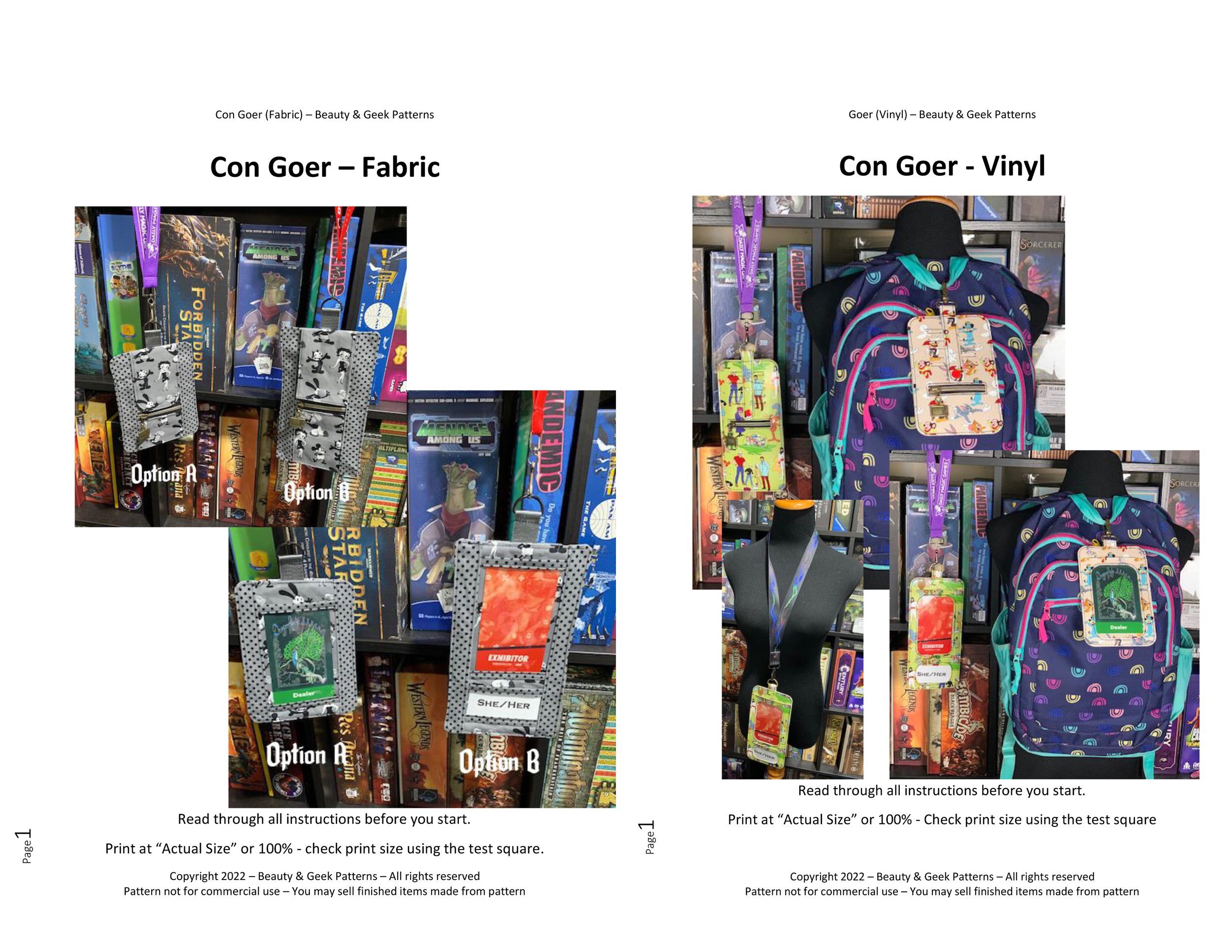 Con Goer Fabric & Vinyl Patterns