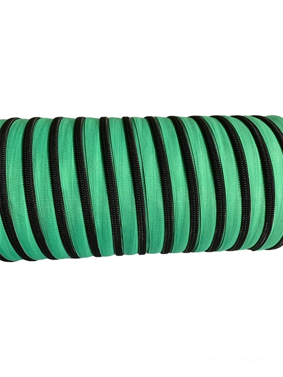 Black on Mint Zipper Tape - #5 Nylon Coil Teeth