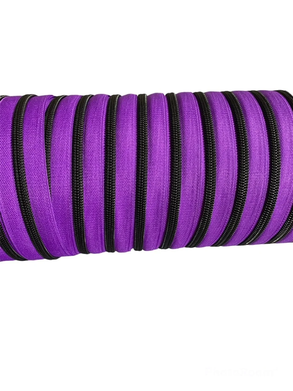 Black on Purple Zipper Tape - #5 Nylon Coil Teeth
