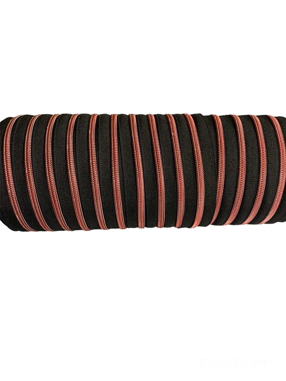Rose on Black Zipper Tape - #5 Nylon Coil Teeth