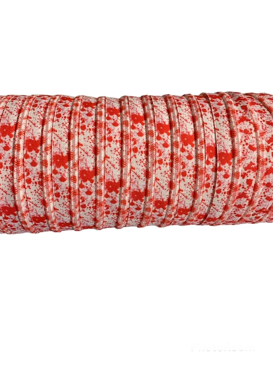 Whtie Blood Splatter Zipper Tape - #5 Nylon Coil Teeth