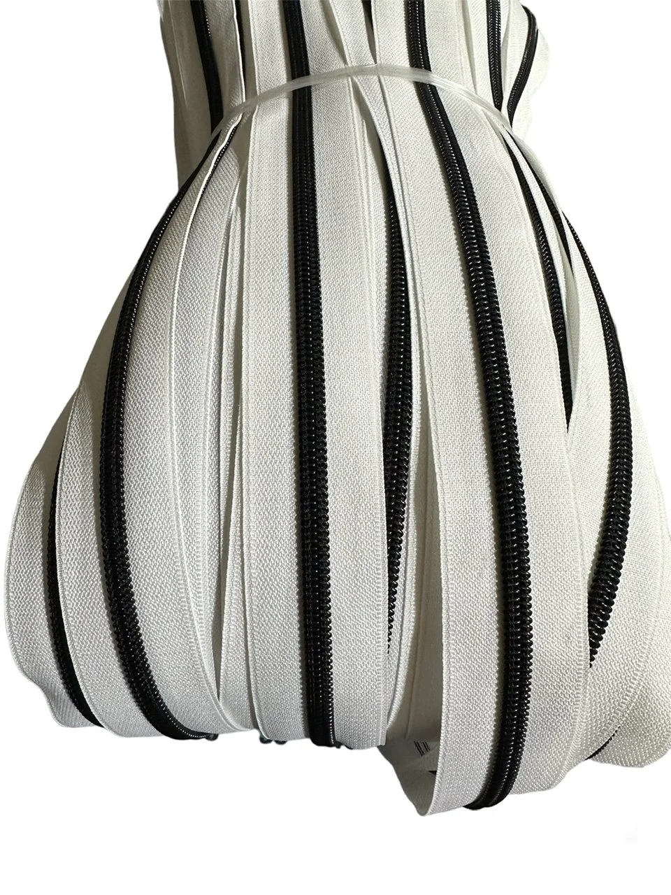 Black on White Zipper Tape - #5 Nylon Coil Teeth