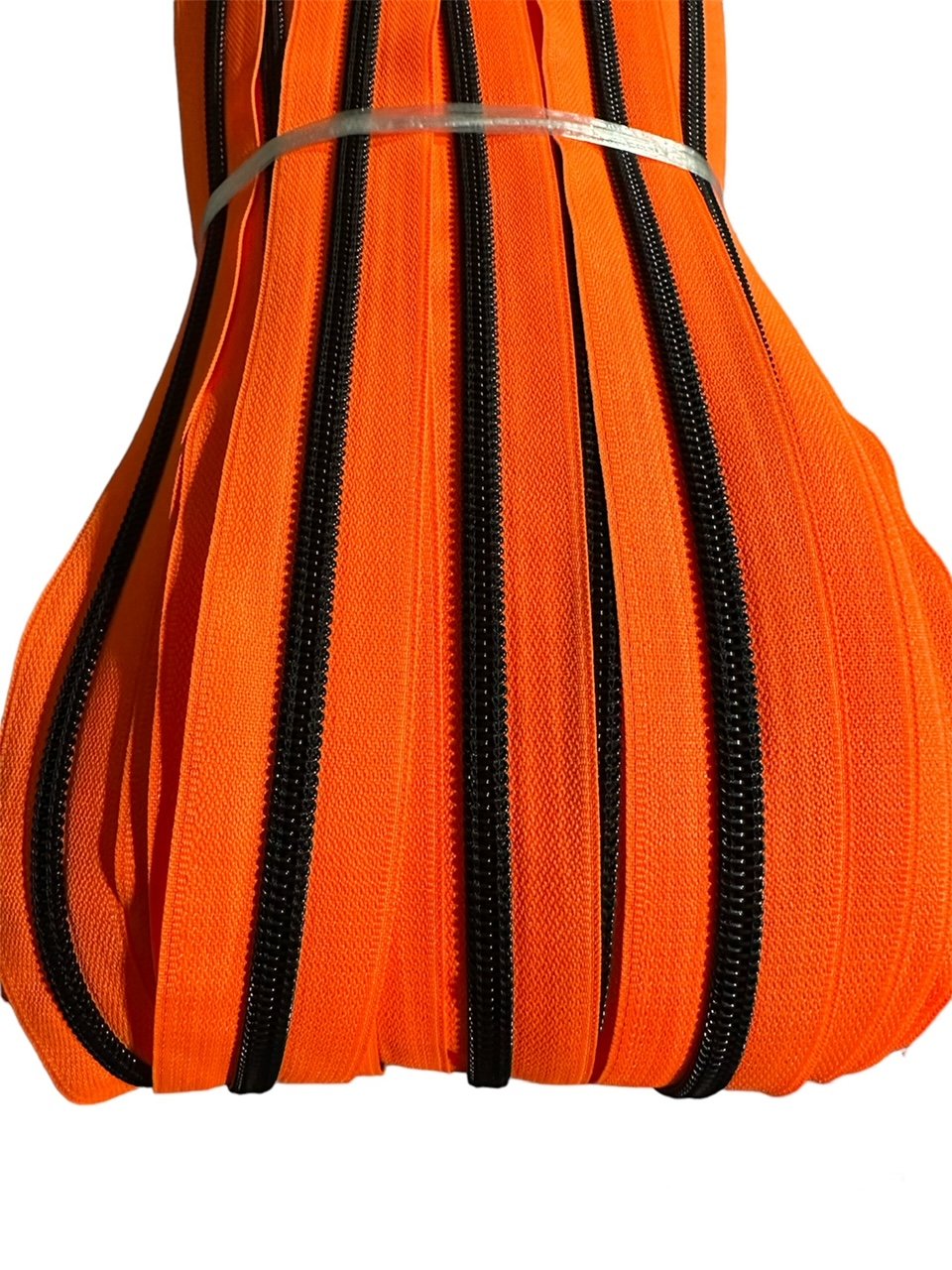 Black on Orange Zipper Tape - #5 Nylon Coil Teeth