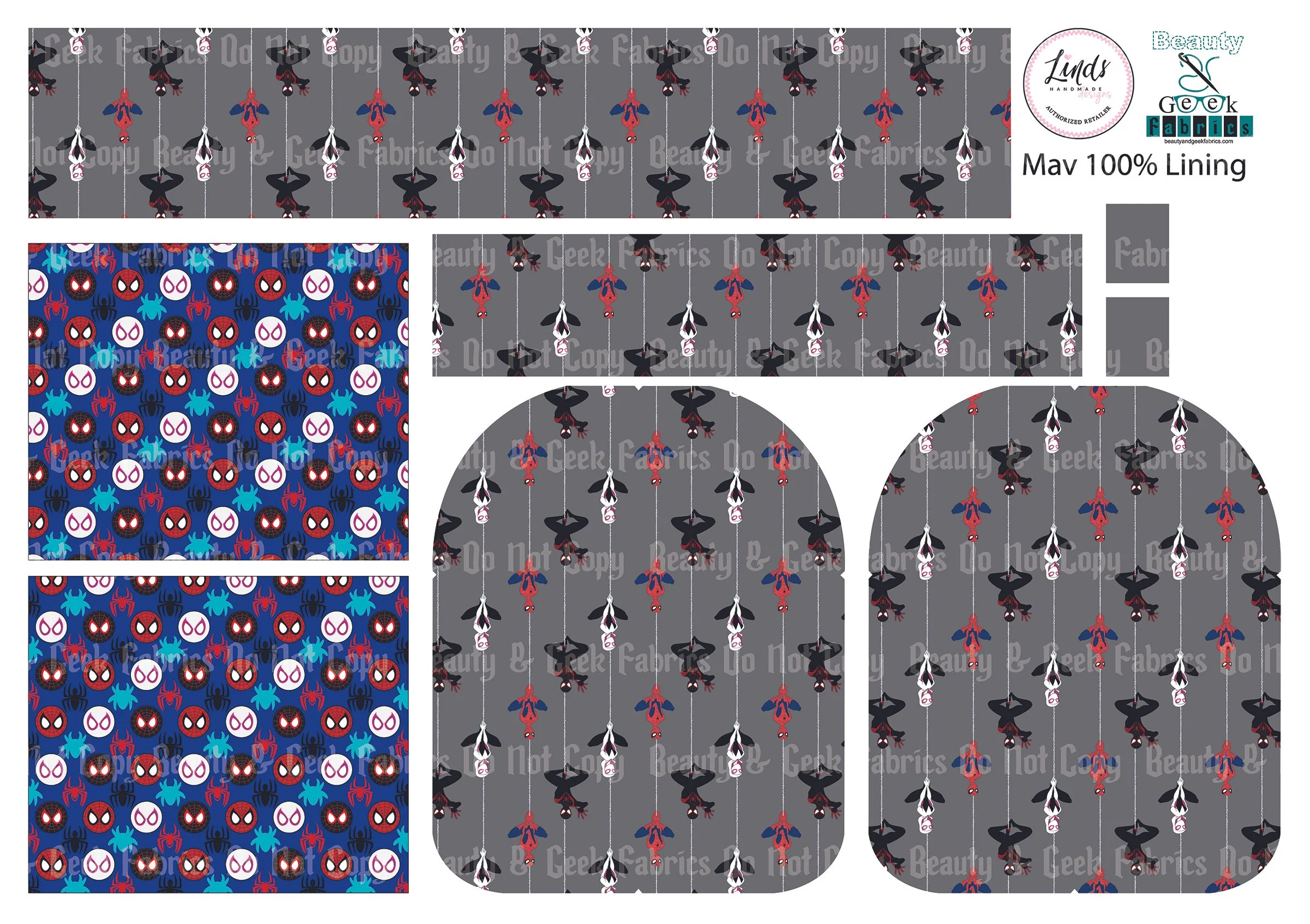 Spiders (7 options) Mav Pack Lining Only - Cut N Sew - Past Print Preorder