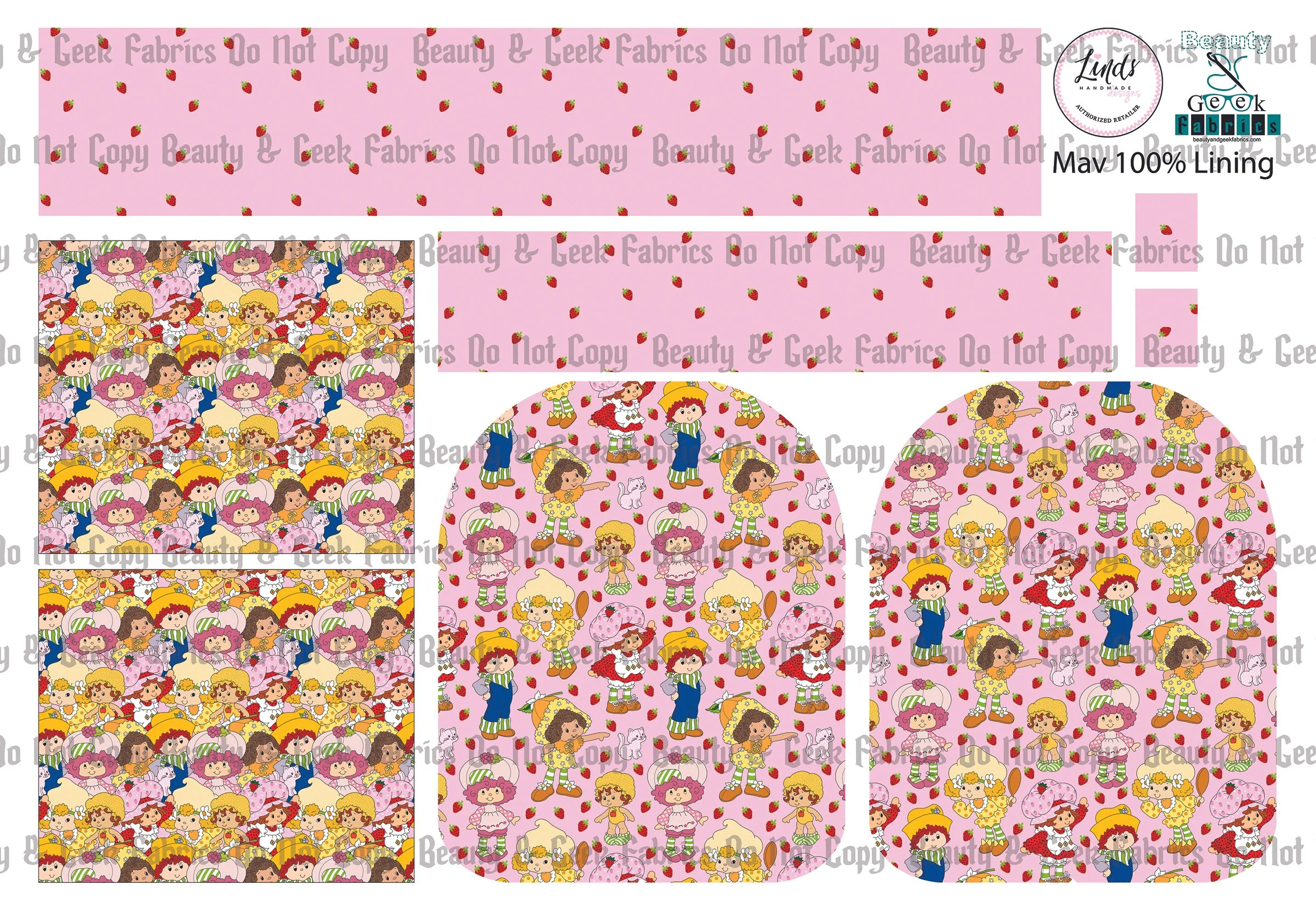 Strawberry Girl Mav Pack Lining Only - Cut N Sew - Past Print Preorder
