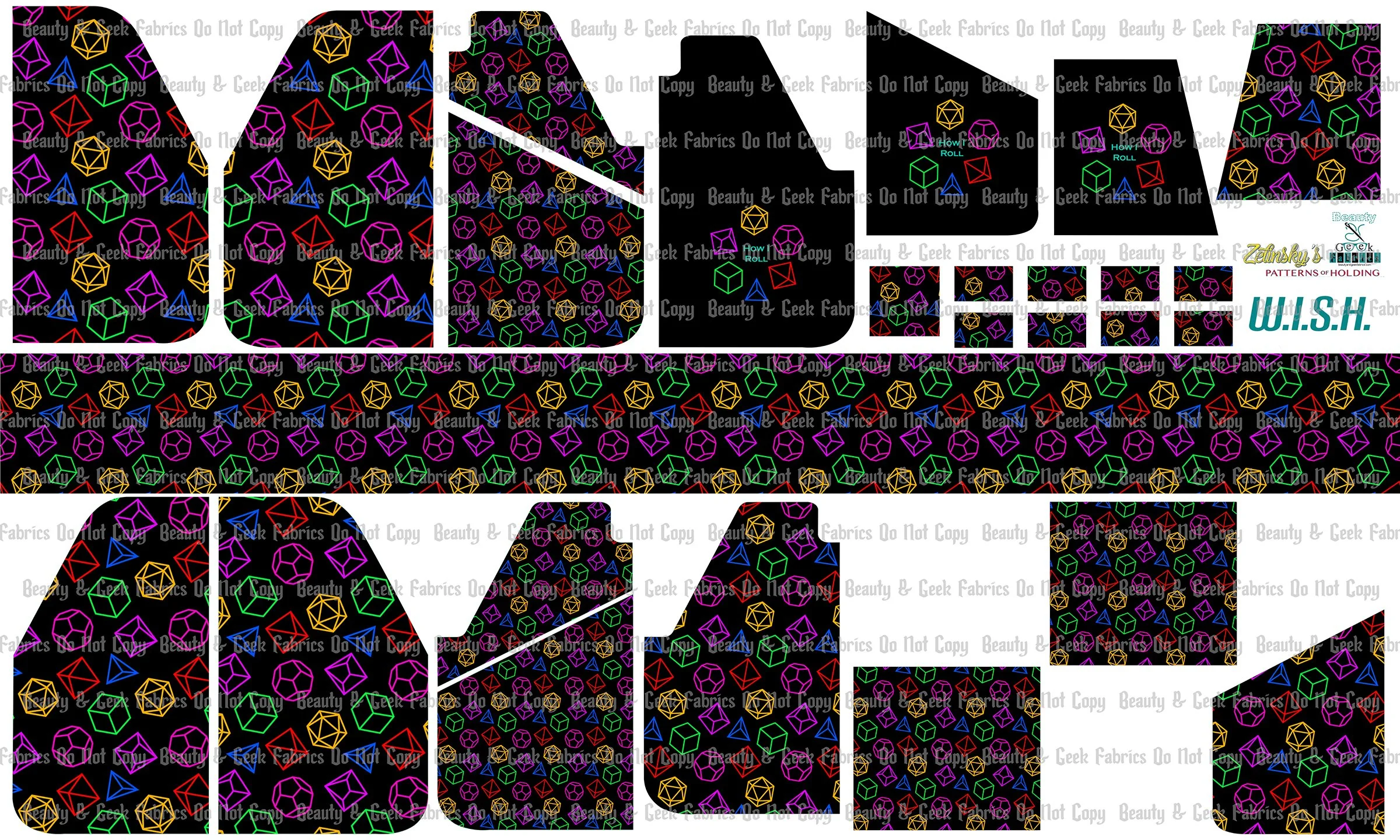 Neon Dice W.I.S.H. - Cut N Sew - Past Print Preorder