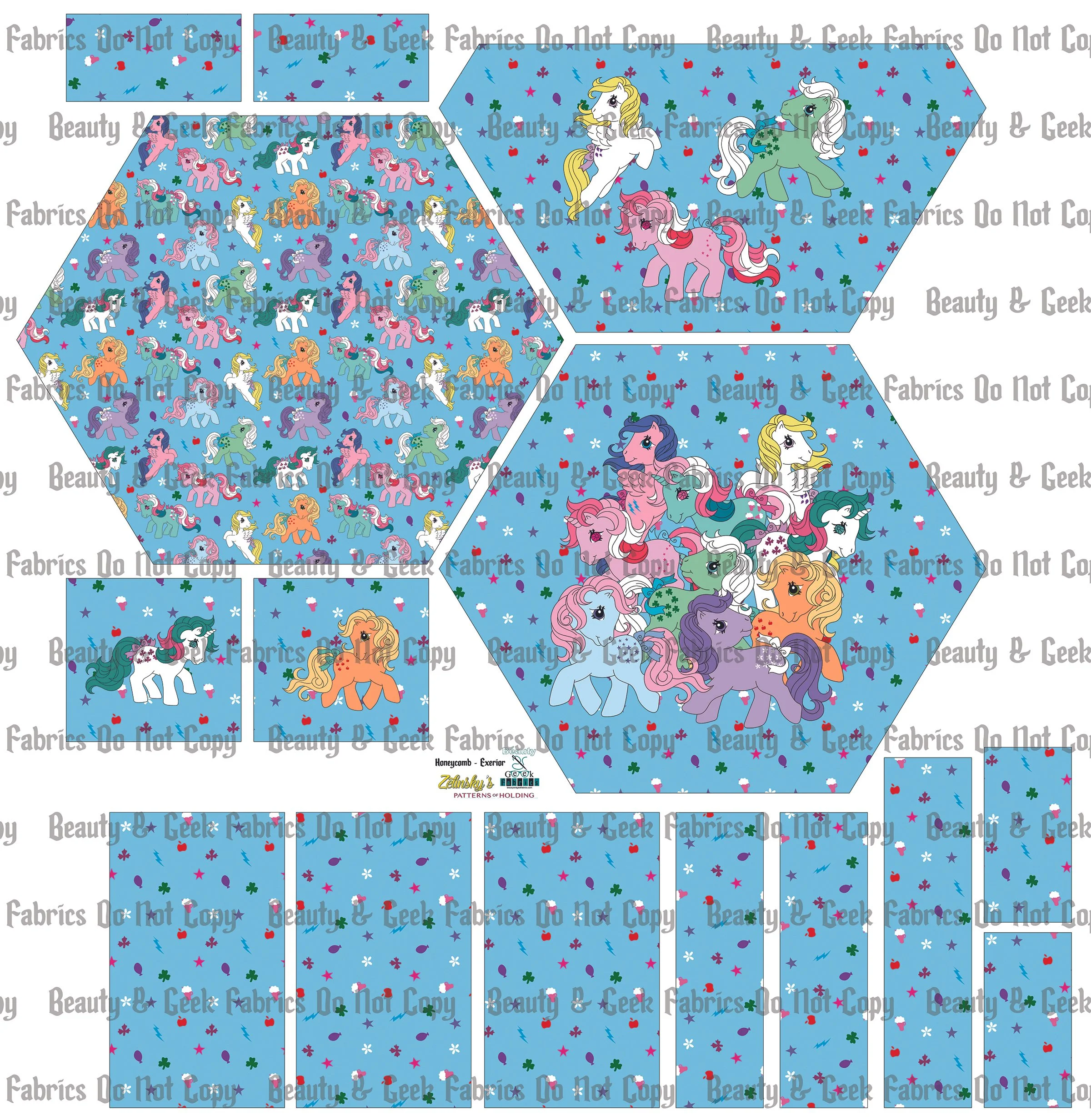 80's Ponies Honeycomb Exterior Only - Cut N Sew - Past Print Preorder