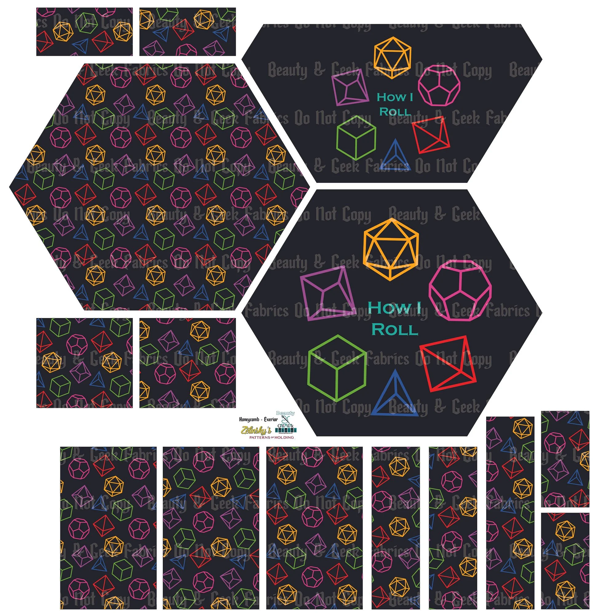 Neon Dice Honeycomb Exterior Only - Cut N Sew - Past Print Preorder